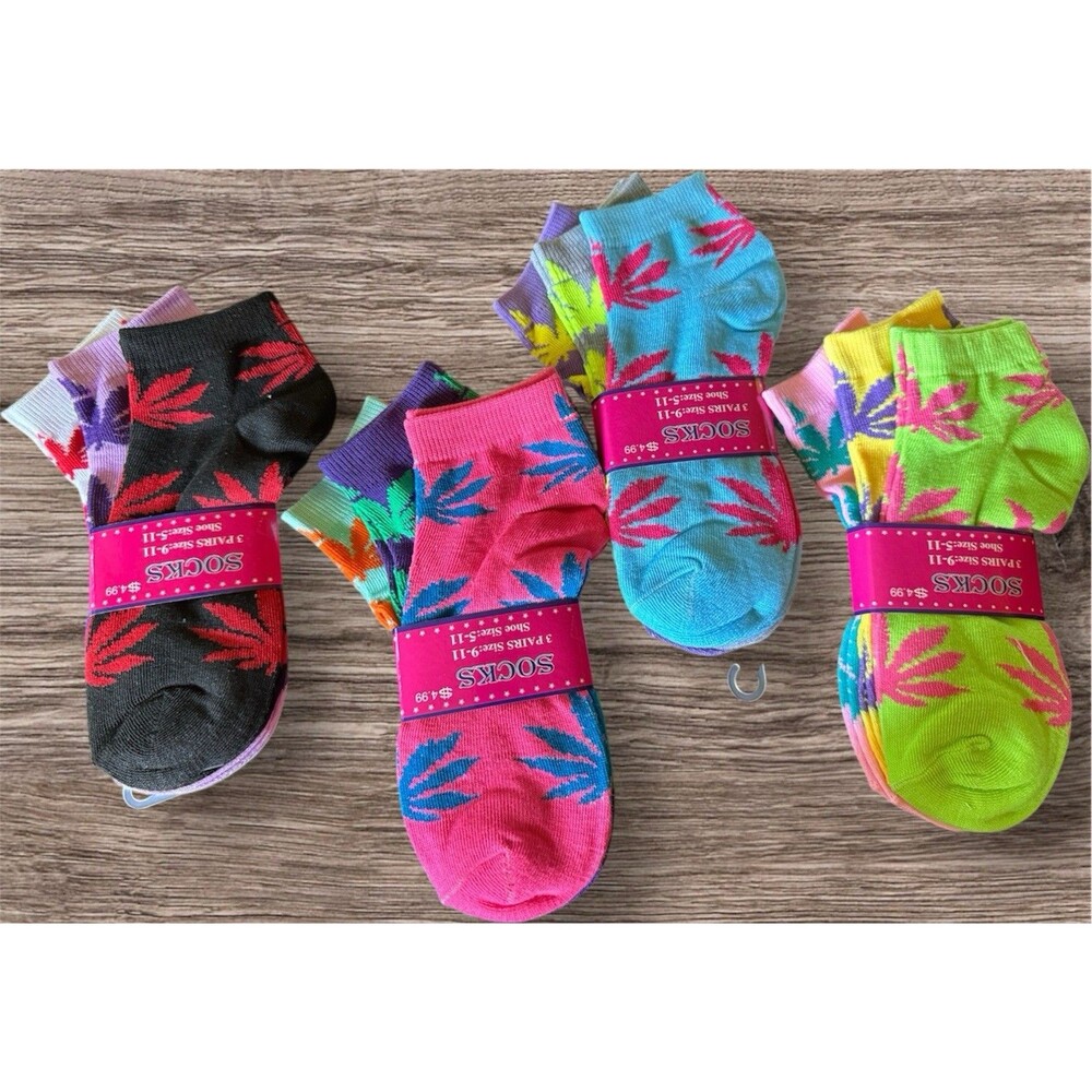 Marajuana Socks 420 Pot Weed Herb 12 Pair Footies ankle (set 0012) 9-11 Adult